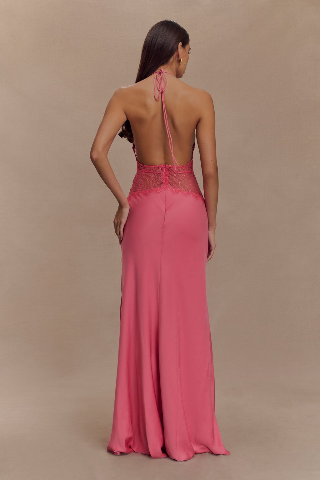 Donnah Lace And Satin Maxi Dress