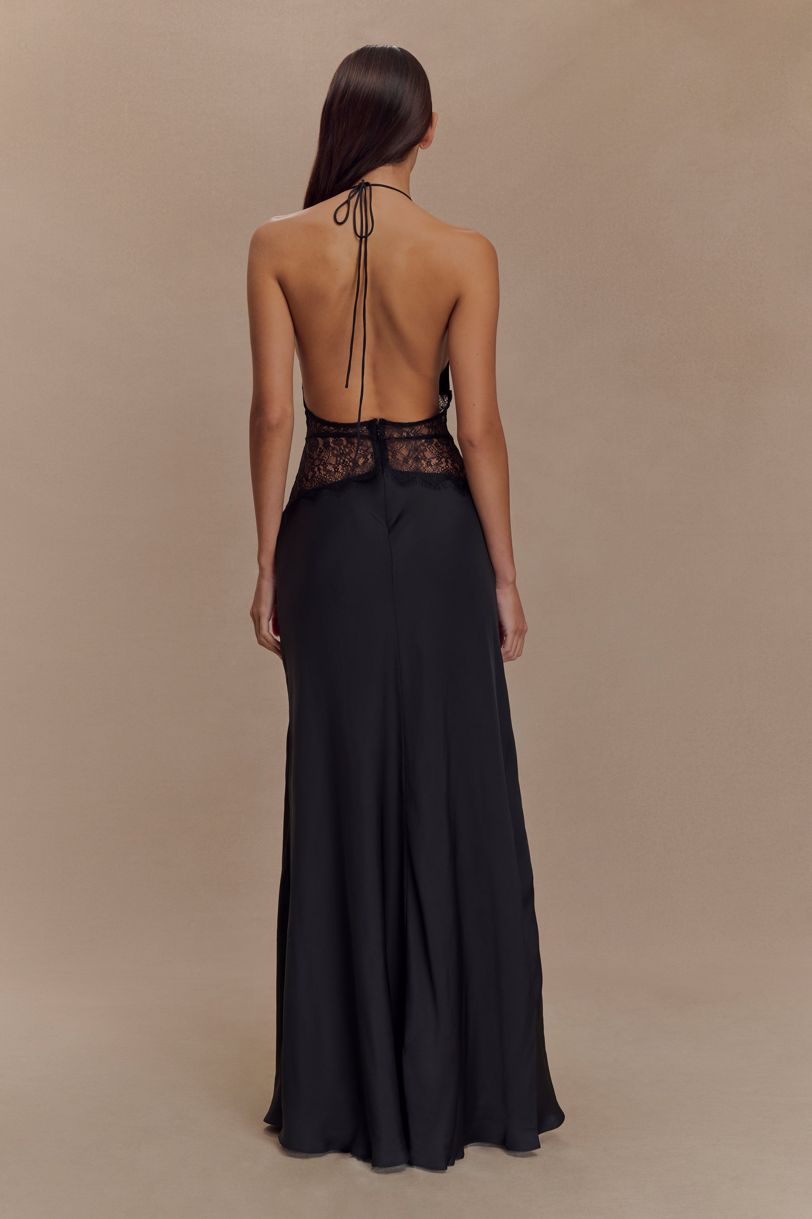 Donnah Lace And Satin Maxi Dress
