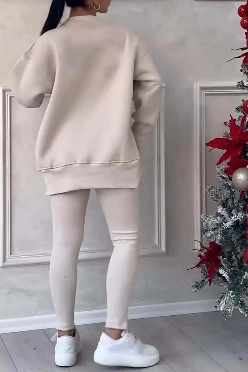 Ladies' Irregular Print Sweatshirt and Leggings Set